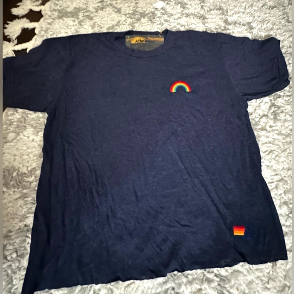 RARE AVIATOR NATION NWT Embroidered BOYFRIEND TEE in Vintage Navy- M